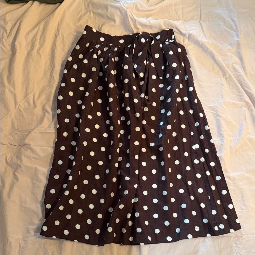 En Saison Chocolate Polka Dot A-Line Skirt